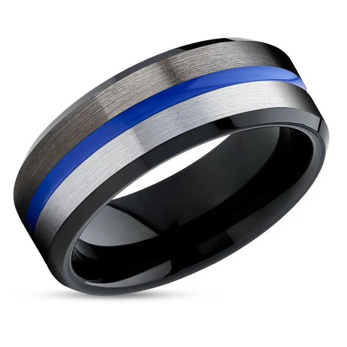 Gunmetal Tungsten Ring Blue Tungsten Ring Blue Wedding Ring Black Tungsten Ring Clean Casting Jewelry Rings Gunmetal Tungsten Ring Blue Tungsten Ring Blue Wedding Ring Black Tungsten Ring Clean Casting Jewelry Rings