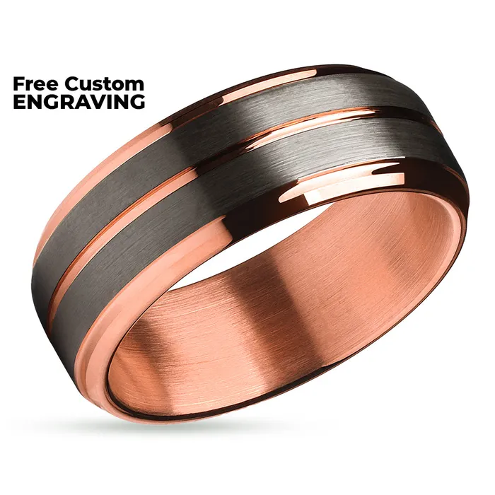Gunmetal Tungsten Wedding Ring Gunmetal Wedding Ring Rose Gold Wedding Band Clean Casting Jewelry Rings