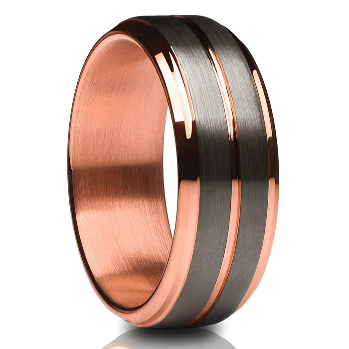 Gunmetal Tungsten Wedding Ring Gunmetal Wedding Ring Rose Gold Wedding Band Clean Casting Jewelry Rings