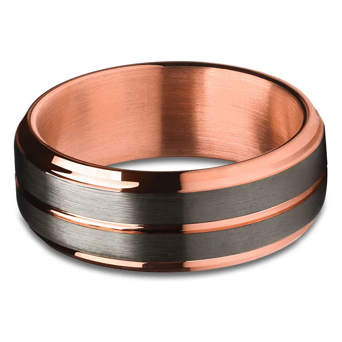 Gunmetal Tungsten Wedding Ring Gunmetal Wedding Ring Rose Gold Wedding Band Clean Casting Jewelry Rings