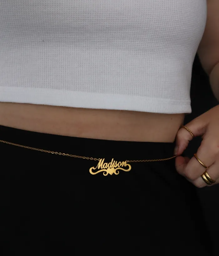 Heart Script Belly Chain VibeSzn Necklaces