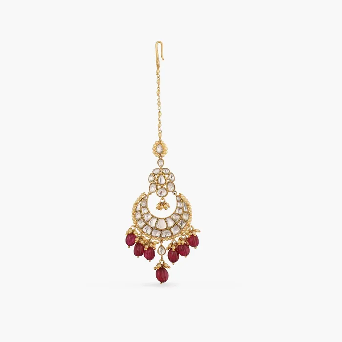 Hyrah Gold Plated Jadau Silver Maang Tikka SILVER Earrings