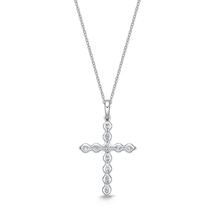 International Diamond Center Necklaces IDC Signature Collection White Gold Cross Pendant 051 ctw International Diamond Center Necklaces IDC Signature Collection White Gold Cross Pendant 051 ctw