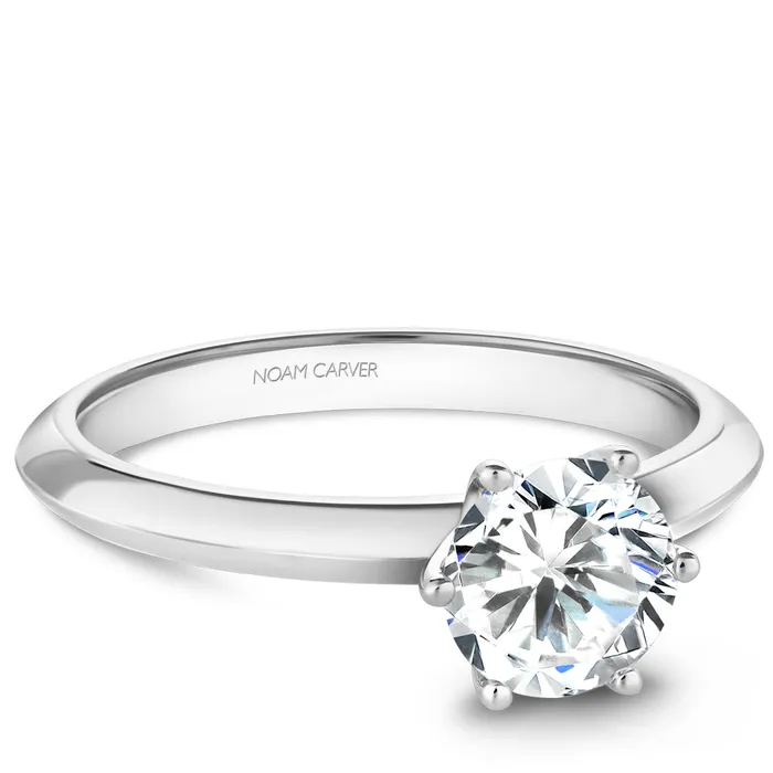 International Diamond Center Noam Carver White Gold Knife Edge 6Prong Solitaire Engagement Ring Setting Rings