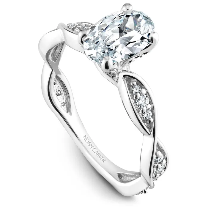 International Diamond Center Noam Carver White Gold Oval Diamond Engagement Ring Setting with Pave Set Twist Shank 026 CTW Rings International Diamond Center Noam Carver White Gold Oval Diamond Engagement Ring Setting with Pave Set Twist Shank 026 CTW Rings