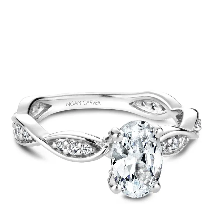 International Diamond Center Noam Carver White Gold Oval Diamond Engagement Ring Setting with Pave Set Twist Shank 026 CTW Rings