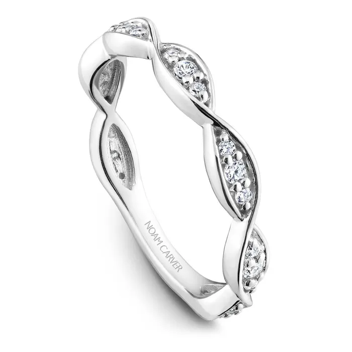 International Diamond Center Noam Carver White Gold Oval Diamond Engagement Ring Setting with Pave Set Twist Shank 026 CTW Rings