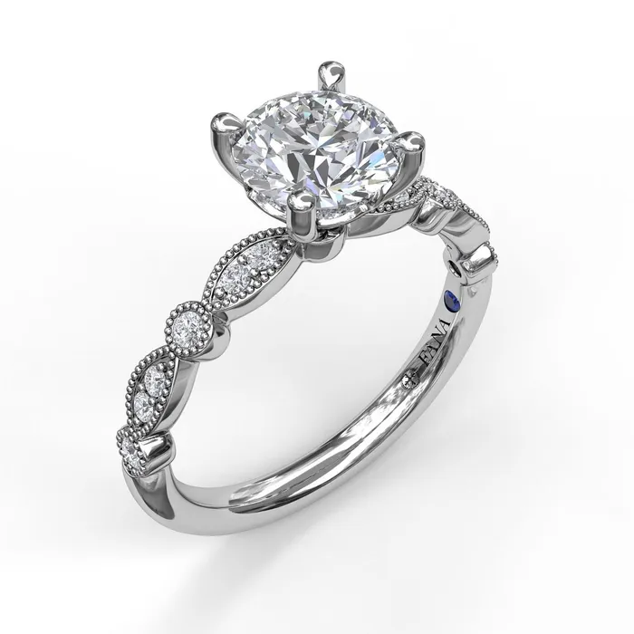 International Diamond Center Rings FANA Classic Diamond Engagement Ring Setting with Detailed Milgrain Band International Diamond Center Rings FANA Classic Diamond Engagement Ring Setting with Detailed Milgrain Band