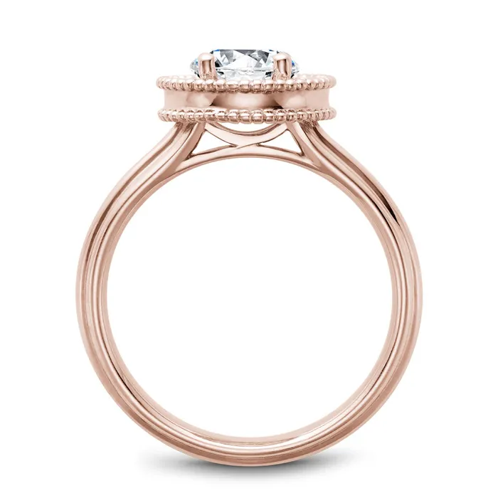 International Diamond Center Rings Noam Carver Rose Gold Engagement Ring Setting with Diamond Halo and Milgrain 011 CTW