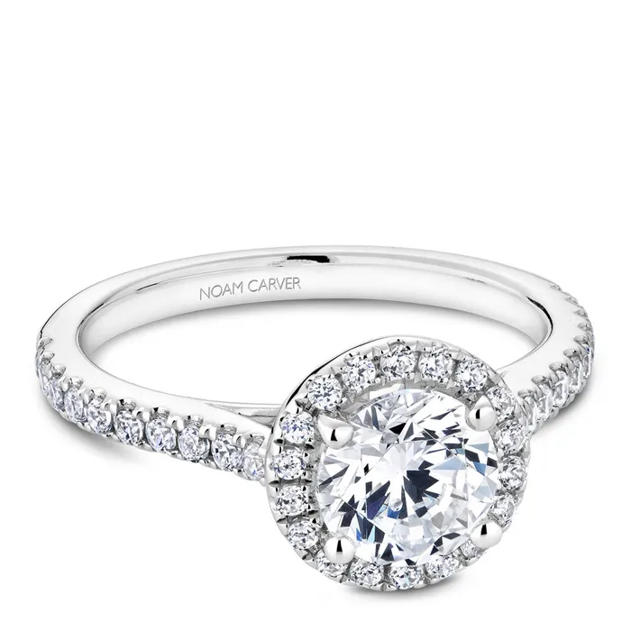 International Diamond Center Rings Noam Carver White Gold Diamond Engagement Ring Setting with Halo 039 CTW