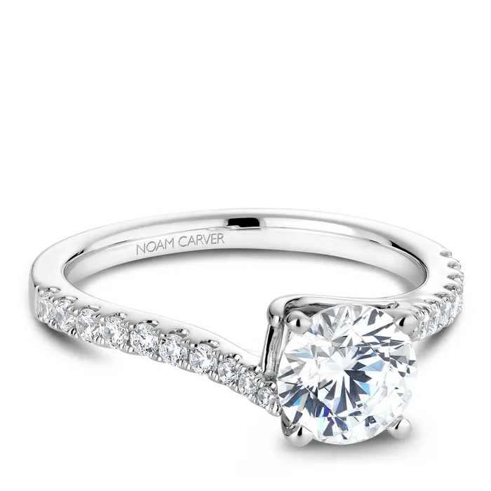 International Diamond Center Rings Noam Carver White Gold Half Twist Diamond Engagement Ring Setting 028 CTW