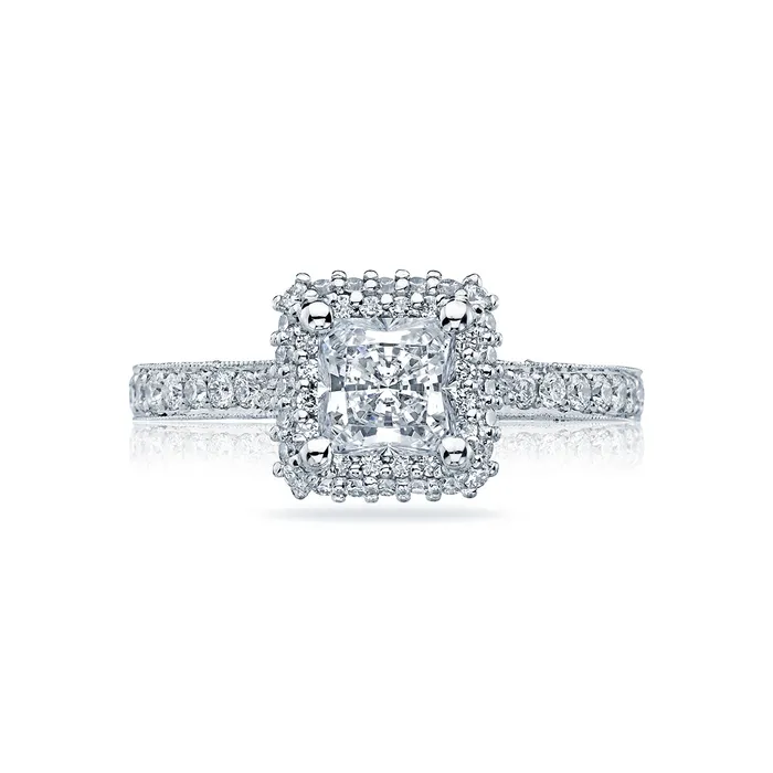 International Diamond Center Rings Tacori 18k White Gold Blooming Beauties White Gold Princess Diamond Engagement Ring Setting 059 CTW International Diamond Center Rings Tacori 18k White Gold Blooming Beauties White Gold Princess Diamond Engagement Ring Setting 059 CTW