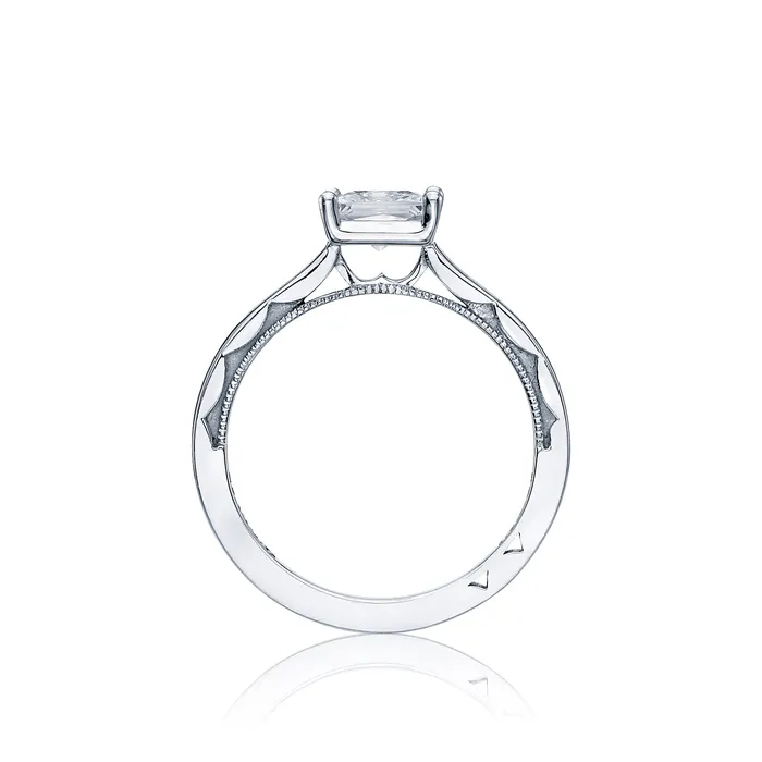 International Diamond Center Rings Tacori 18k White Gold Sculpted Crescent Princess Diamond Engagement Ring Setting 05 CTW
