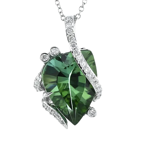 International Diamond Center Simon G GREEN TOURMALINE PENDANT NECKLACE IN 18K GOLD WITH DIAMONDS Necklaces International Diamond Center Simon G GREEN TOURMALINE PENDANT NECKLACE IN 18K GOLD WITH DIAMONDS Necklaces