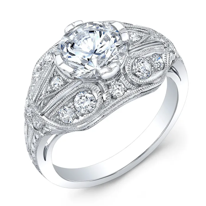 Jolie Designs Round Diamond Vintage Engagement Ring 041 CTW International Diamond Center Rings Jolie Designs Round Diamond Vintage Engagement Ring 041 CTW International Diamond Center Rings