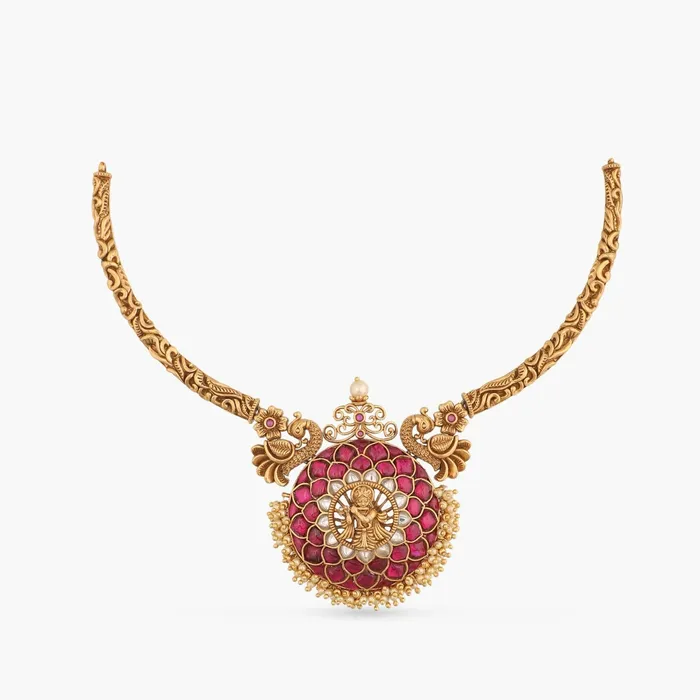 Kanha Antique Kempu Jadau Hasli Silver Necklace SILVER Necklaces