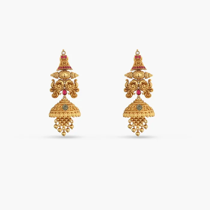 Keeka Kempu Jadau Silver Jhumka Earrings SILVER Earrings