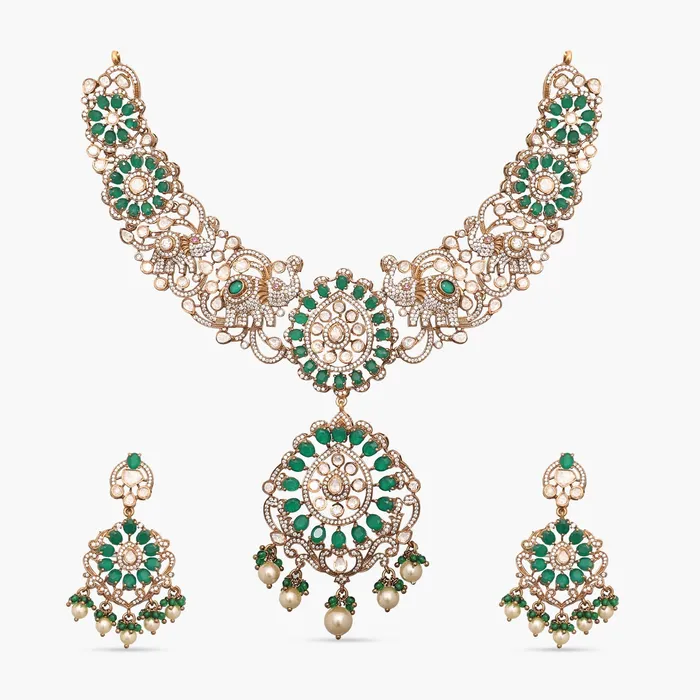 Kumbhi Moissanite Statement Silver Necklace Set SILVER Necklaces
