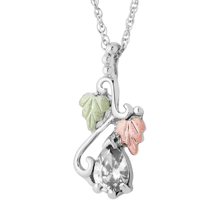 Landstroms Black Hills Gold Silver April Pear Shaped Birthstone Pendant TR Jewelry Concepts Necklaces Landstroms Black Hills Gold Silver April Pear Shaped Birthstone Pendant TR Jewelry Concepts Necklaces