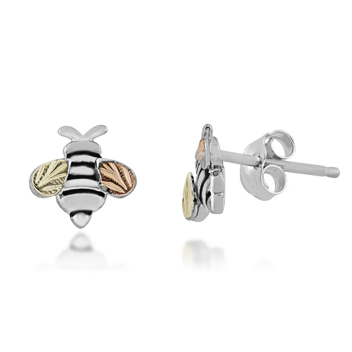 Landstroms Black Hills Gold Silver Bumble Bee Earrings TR Jewelry Concepts Earrings