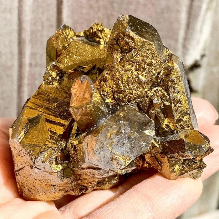 Magic Crystals Charm Necklaces Imperial Gold Aura Quartz Crystal Cluster 159 grams