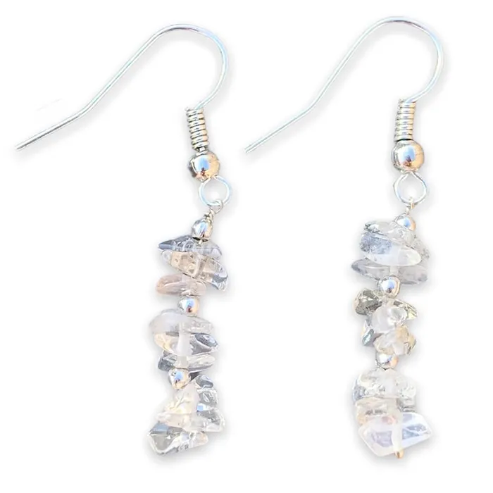 Magic Crystals Clear Quartz Dangle Raw Earrings Earrings