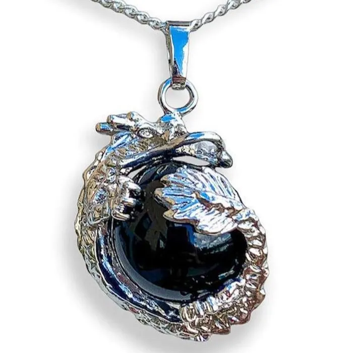 Magic Crystals Necklaces Black Agate Pendant Necklace