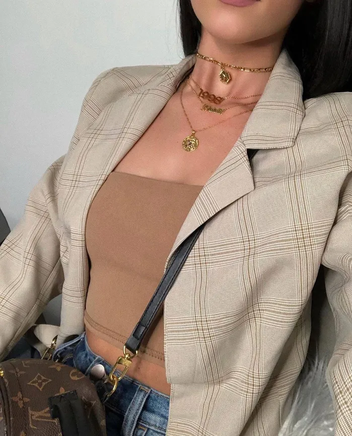 Necklaces aiobo Initial Pendant Choker