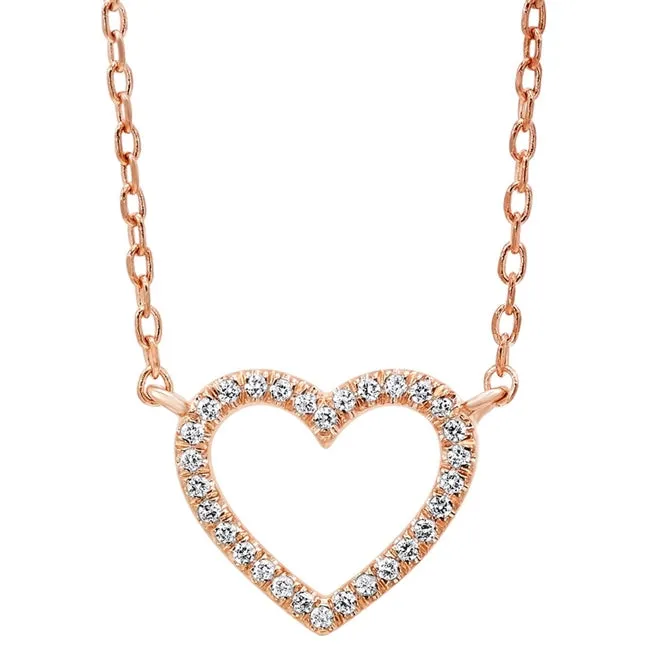 Necklaces Gems One 14Kt Rose Gold Heart Shaped Diamond Pendant