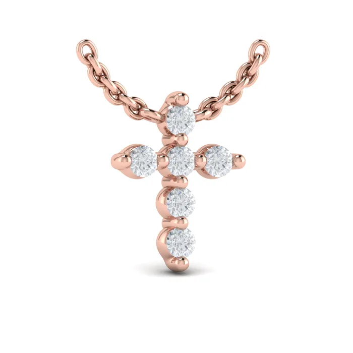 Necklaces International Diamond Center Vlora Adella 14K Diamond Cross Pendant 021CTW