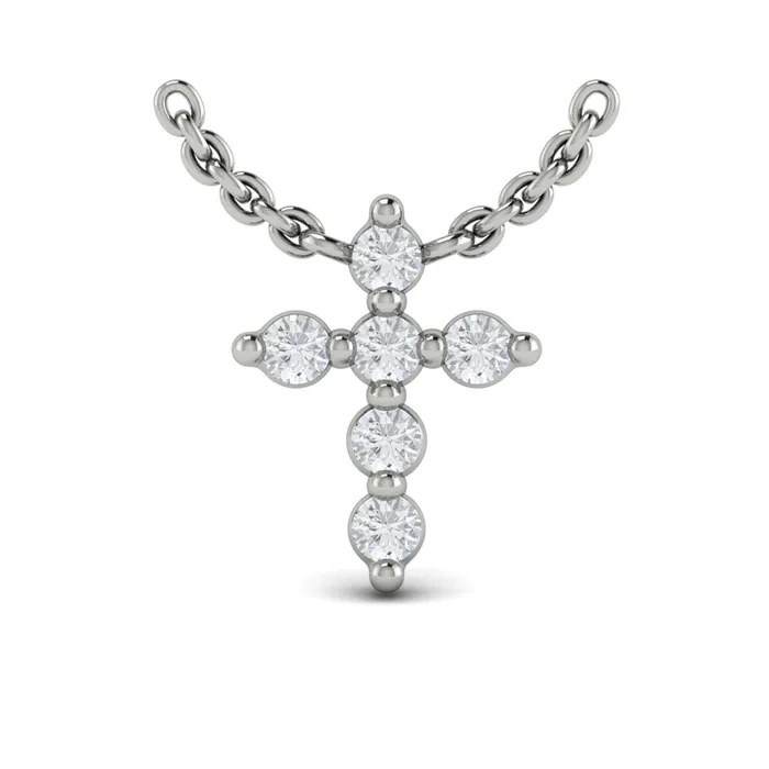 Necklaces International Diamond Center Vlora Adella 14K Diamond Cross Pendant 021CTW