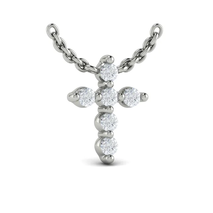 Necklaces International Diamond Center Vlora Adella 14K Diamond Cross Pendant 021CTW