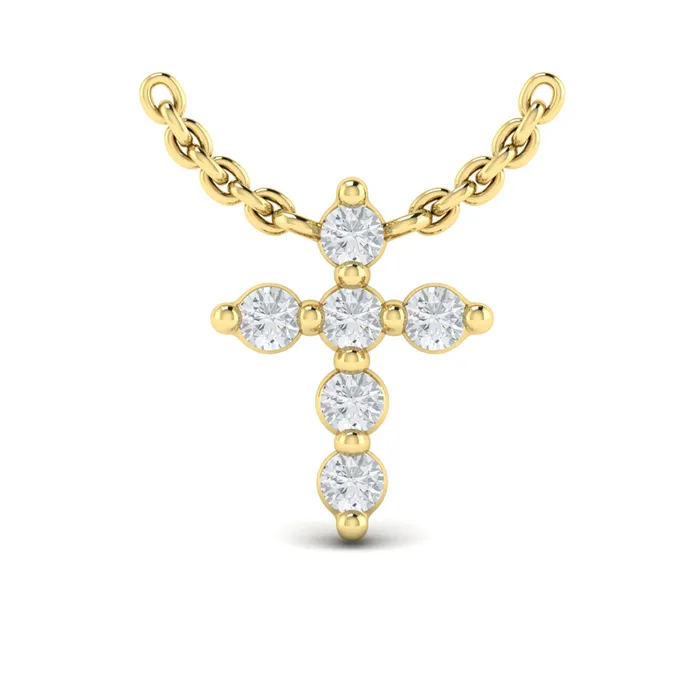 Necklaces International Diamond Center Vlora Adella 14K Diamond Cross Pendant 021CTW
