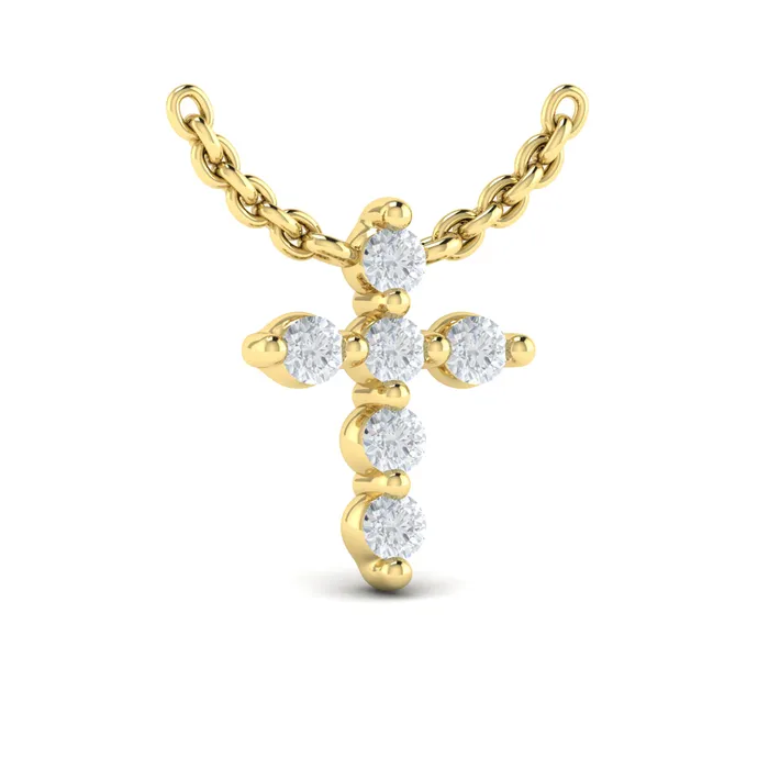 Necklaces International Diamond Center Vlora Adella 14K Diamond Cross Pendant 021CTW