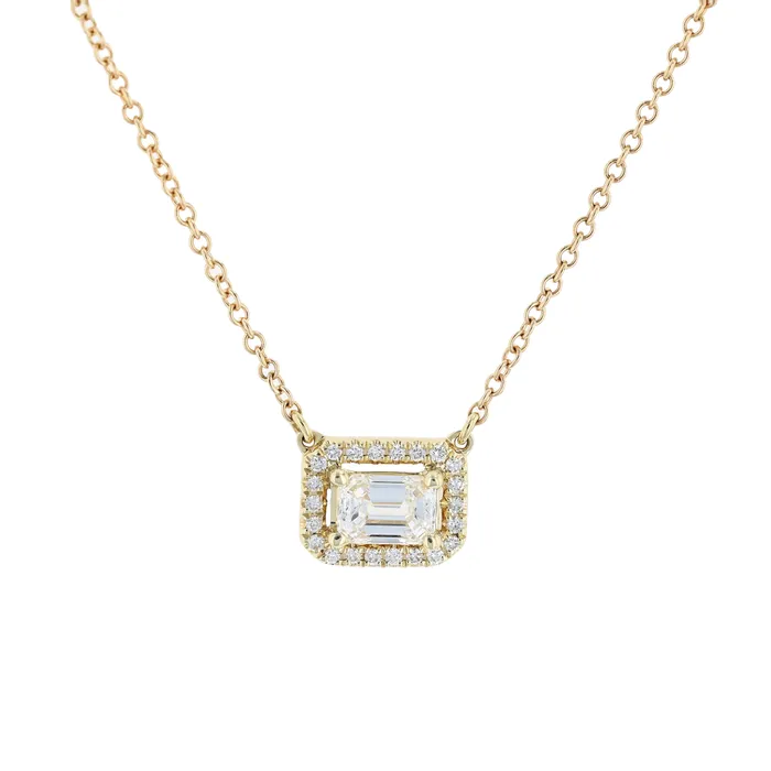 Necklaces International Diamond Center Zeghani 14k Gold Emerald Cut Diamond Halo Station Pendant Necklaces International Diamond Center Zeghani 14k Gold Emerald Cut Diamond Halo Station Pendant