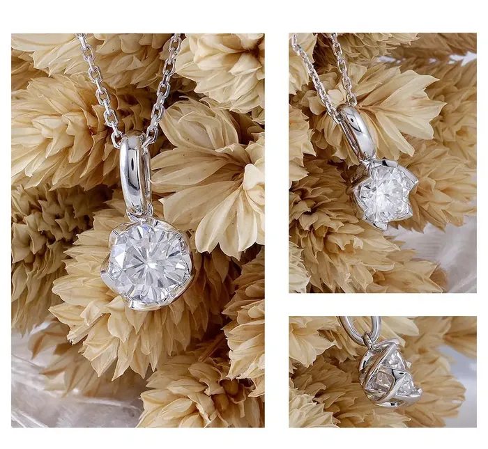 Necklaces Luxus Moissanite Rings Jewelry Beautiful Necklace Pendant For Her 14k White Gold Moissanite Necklace Pendant 1ct