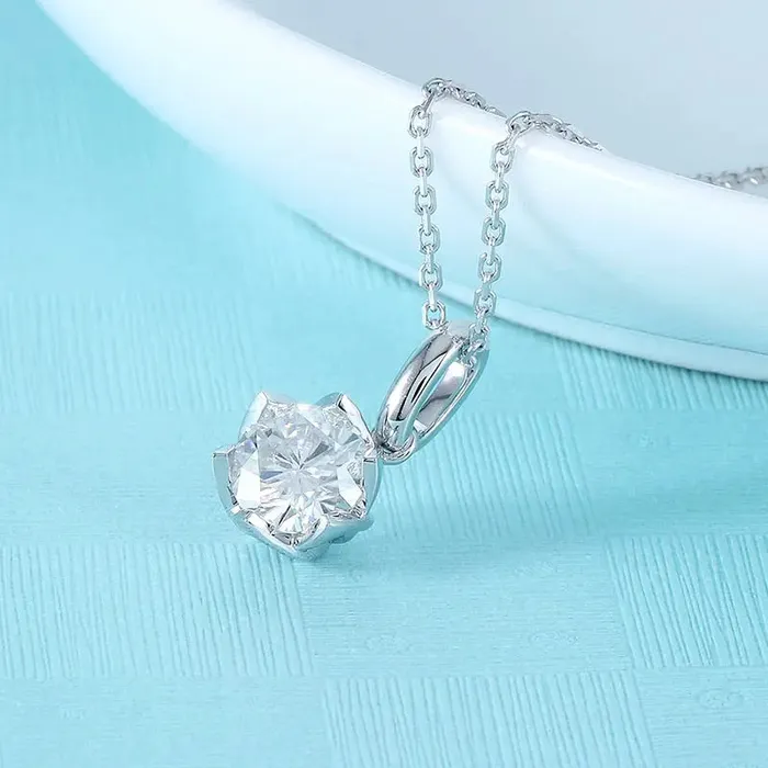 Necklaces Luxus Moissanite Rings Jewelry Beautiful Necklace Pendant For Her 14k White Gold Moissanite Necklace Pendant 1ct
