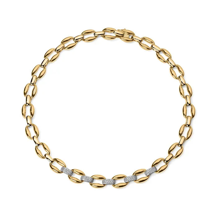 Necklaces SG Fine Gold and Pave Oval Link Necklace with 5 Pave Sections