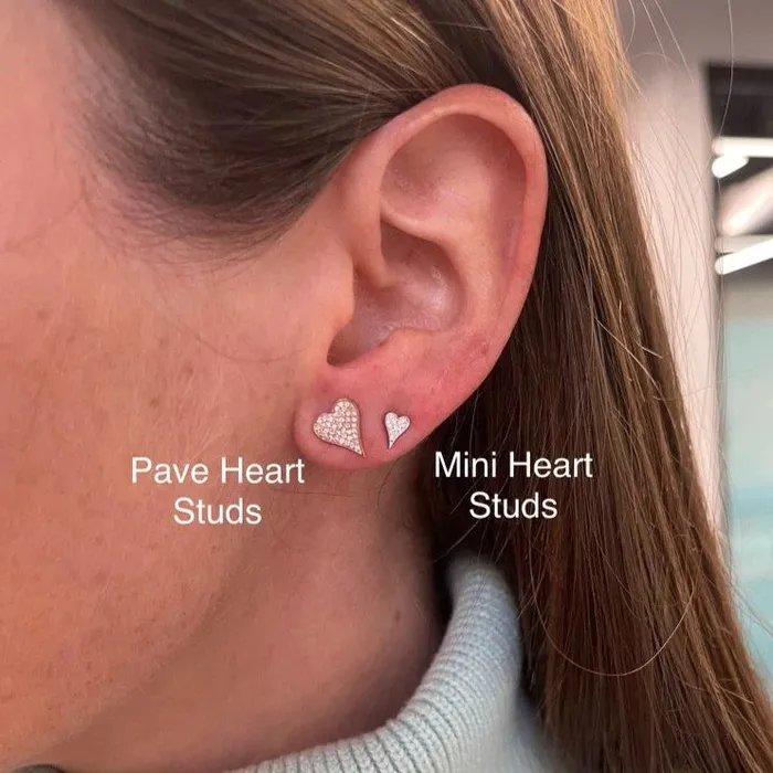Necklaces SG Fine Pave Heart Studs