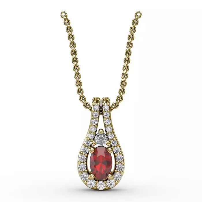 Necklaces Shop IDC estore Fana Halo Teardrop Ruby and Diamond Split Pendant