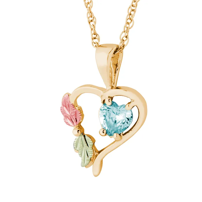 Necklaces TR Jewelry Concepts Landstroms Black Hills Gold March Heart Birthstone Pendant Necklaces TR Jewelry Concepts Landstroms Black Hills Gold March Heart Birthstone Pendant
