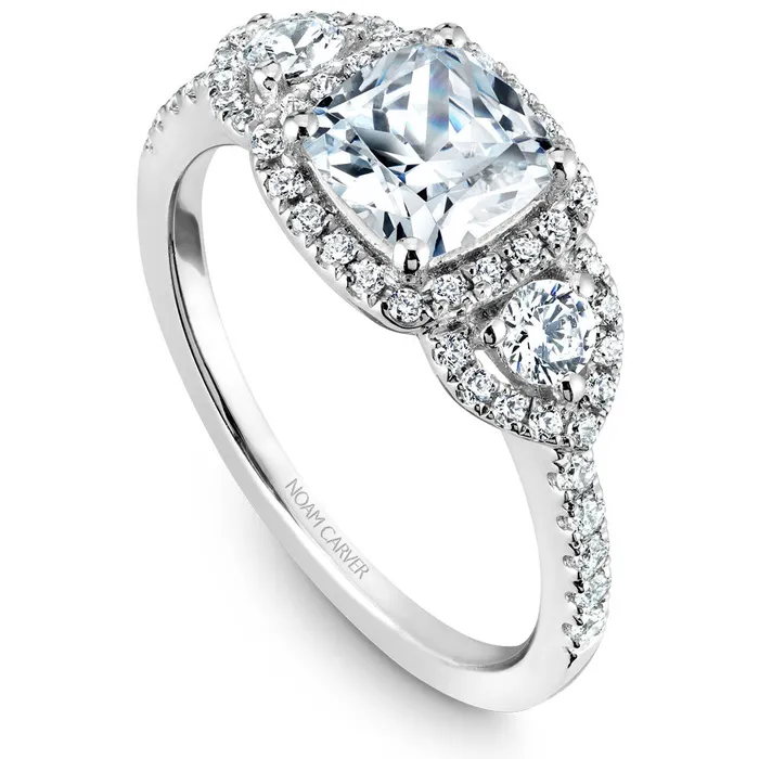 Noam Carver White Gold 3Stone Diamond Engagement Ring Setting 051 CTW International Diamond Center Rings Noam Carver White Gold 3Stone Diamond Engagement Ring Setting 051 CTW International Diamond Center Rings