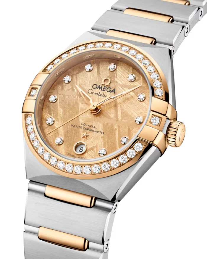Omega Earrings Constellation Manhattan Meteorite Yellow Gold on Steel 29mm