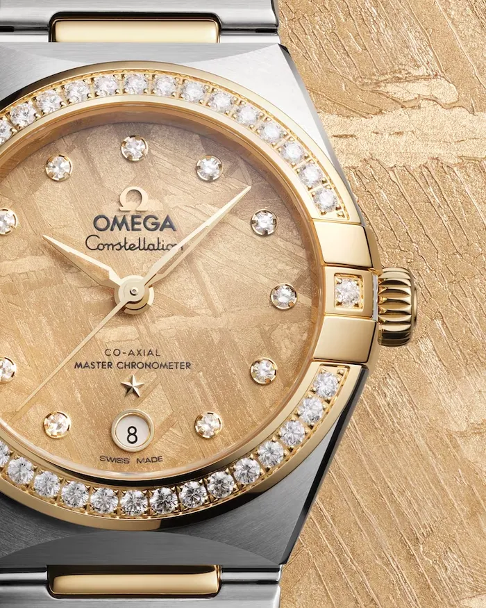 Omega Earrings Constellation Manhattan Meteorite Yellow Gold on Steel 29mm