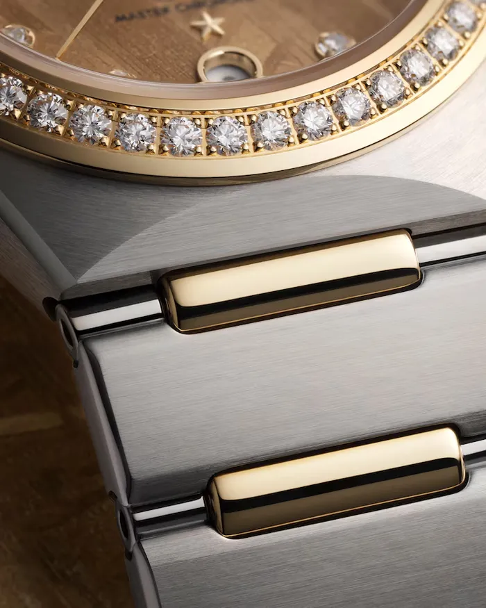 Omega Earrings Constellation Manhattan Meteorite Yellow Gold on Steel 29mm