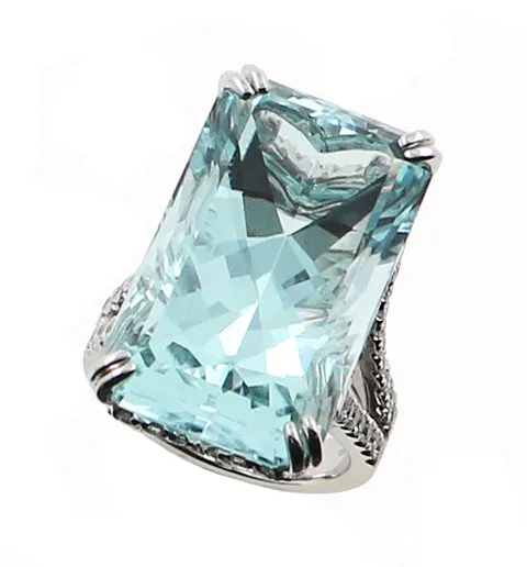 Rings Aquamarine and Diamond Fashion Ring Shop IDC estore