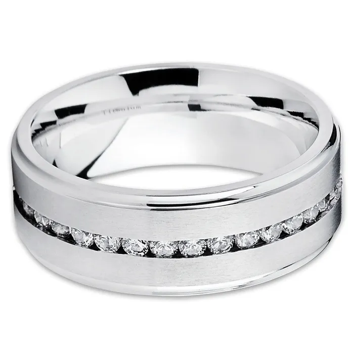 Rings Clean Casting Jewelry 8mm Titanium Wedding Band Mens Titanium Ring CZ Ring Wedding Band
