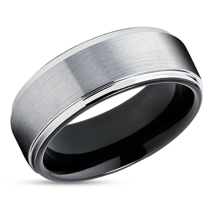 Rings Clean Casting Jewelry Black Tungsten Wedding Ring Gray Tungsten Ring Tungsten Wedding Band 8mm 6mm Rings Clean Casting Jewelry Black Tungsten Wedding Ring Gray Tungsten Ring Tungsten Wedding Band 8mm 6mm