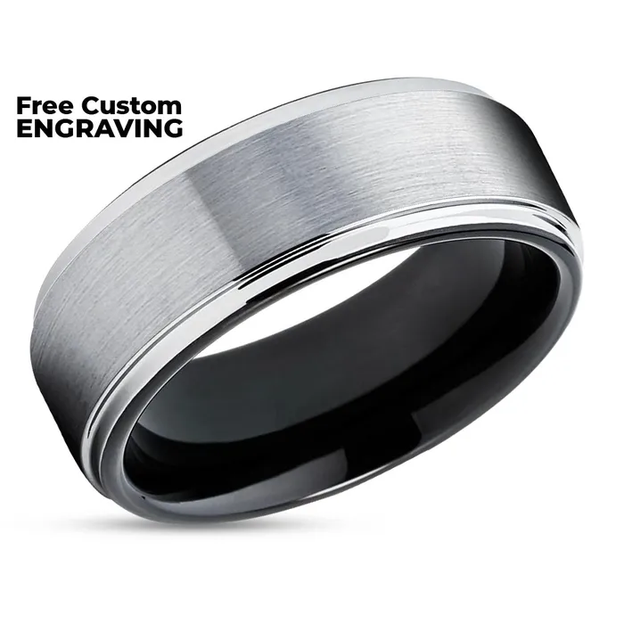 Rings Clean Casting Jewelry Black Tungsten Wedding Ring Gray Tungsten Ring Tungsten Wedding Band 8mm 6mm
