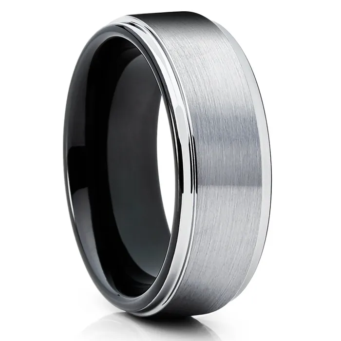 Rings Clean Casting Jewelry Black Tungsten Wedding Ring Gray Tungsten Ring Tungsten Wedding Band 8mm 6mm